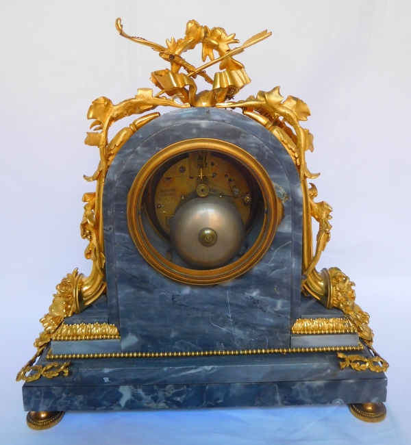 Louis XVI style Ormolu & Grey Marble Clock signed Deniere, 19th century circa 1870